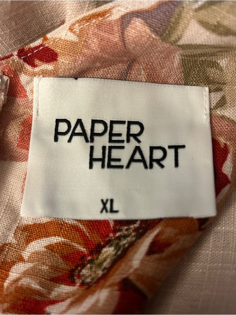 Paper Heart Pink Floral Maxi Dress Linen Blend Empire Waist Boho Resort Size XL - Picture 2 of 9